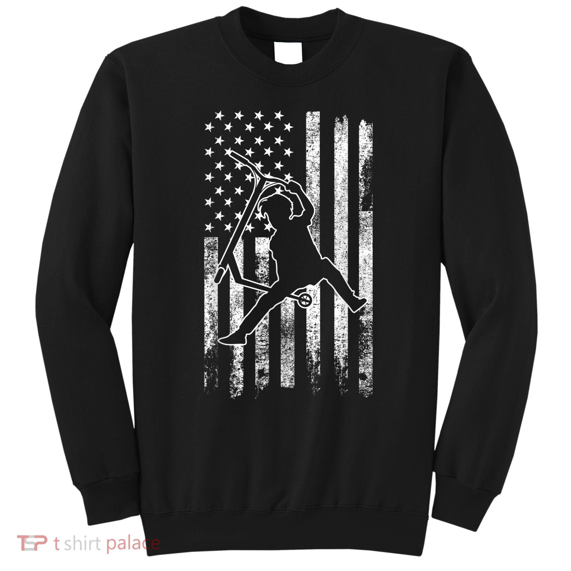 Scooter Stunt US Flag Retro Scooter Boys Sweatshirt