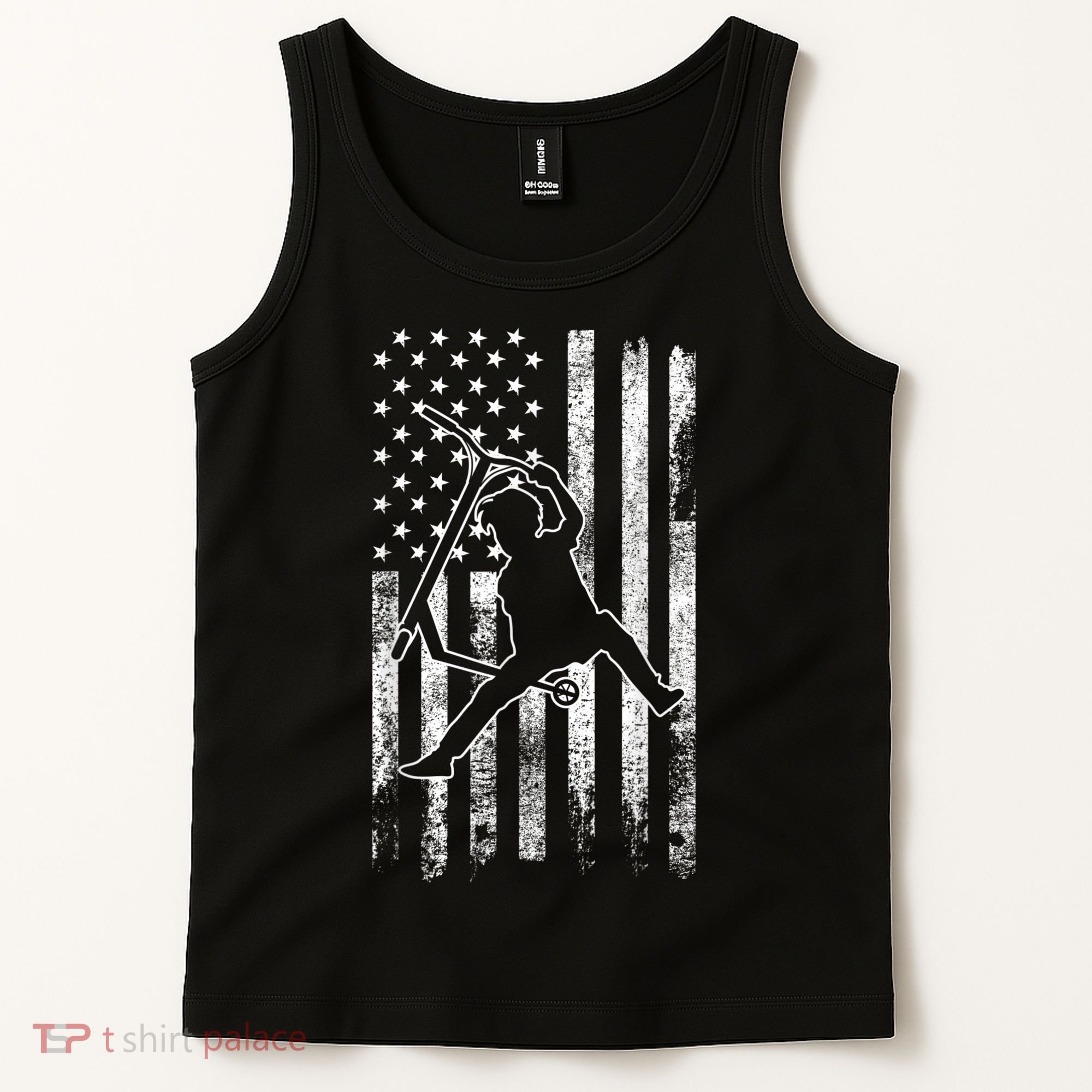 Scooter Stunt US Flag Retro Scooter Boys Tank Top