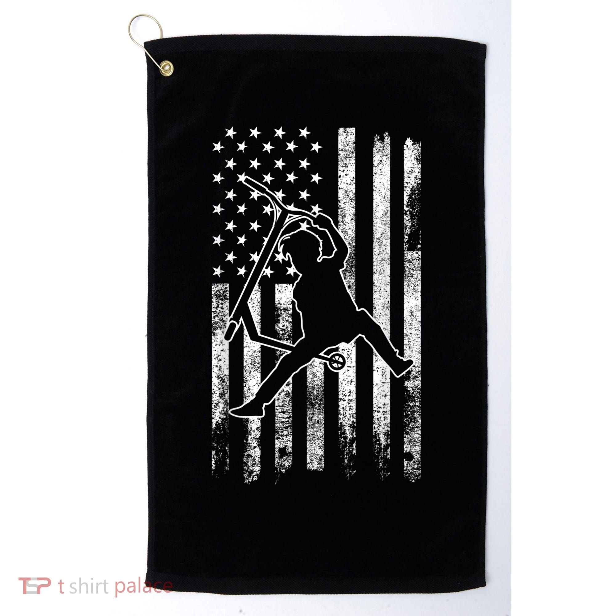 Scooter Stunt US Flag Retro Scooter Boys Golf Towel