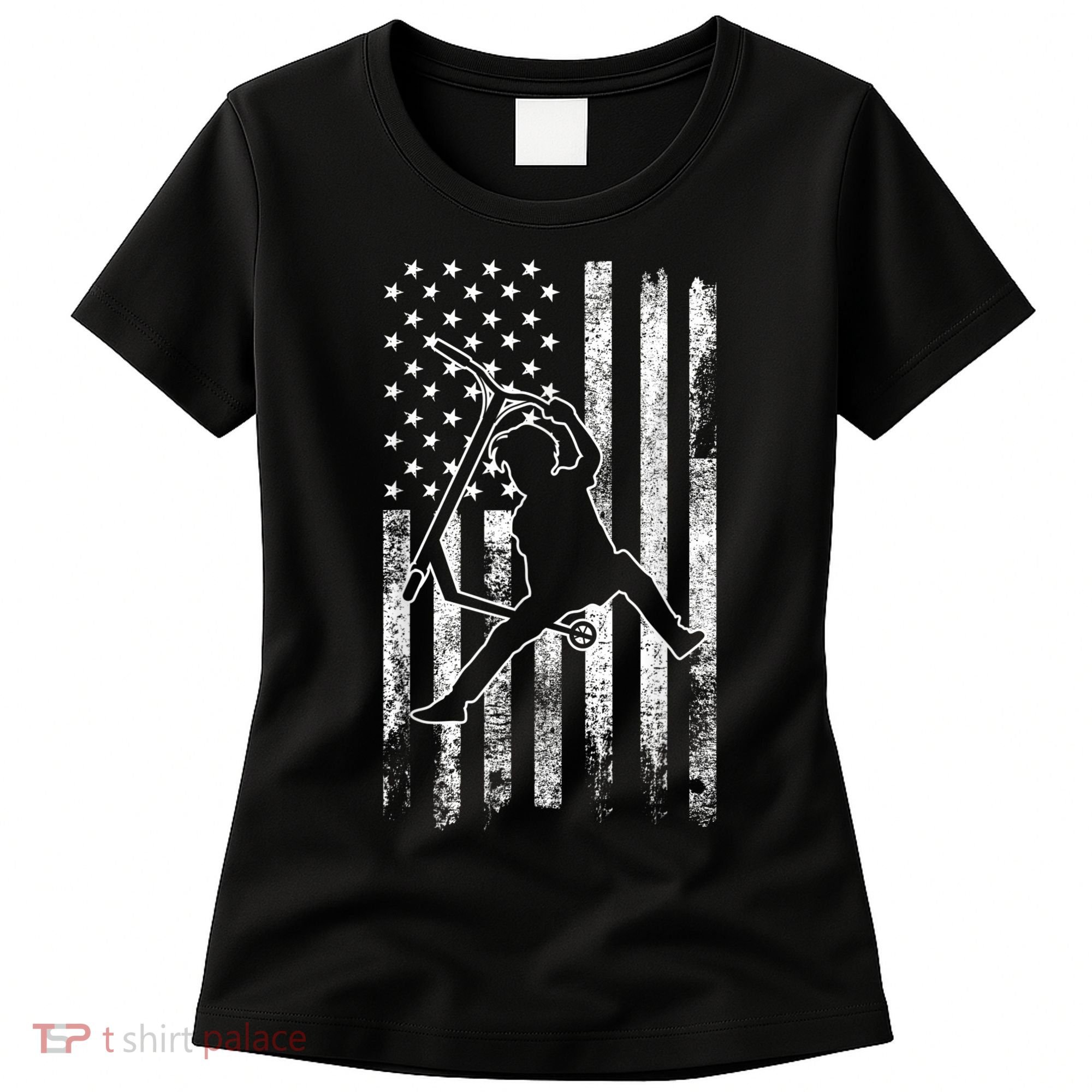 Scooter Stunt US Flag Retro Scooter Boys Women's T-Shirt