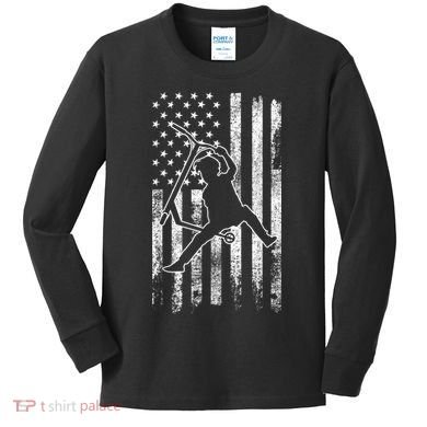 Scooter Stunt US Flag Retro Scooter Boys Kids Long Sleeve Shirt