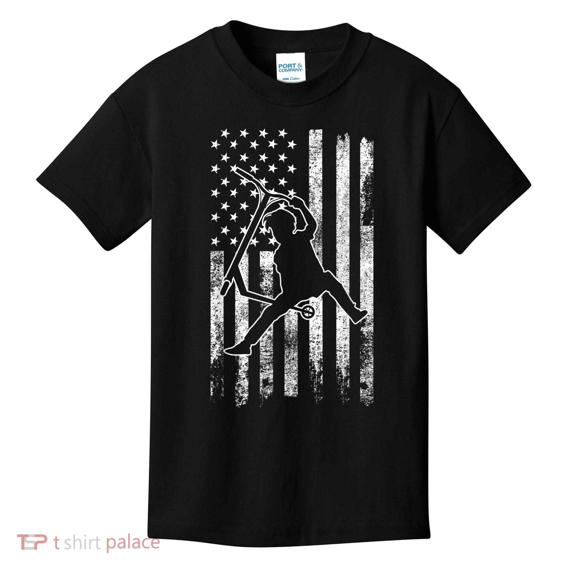Scooter Stunt US Flag Retro Scooter Boys Kids T-Shirt