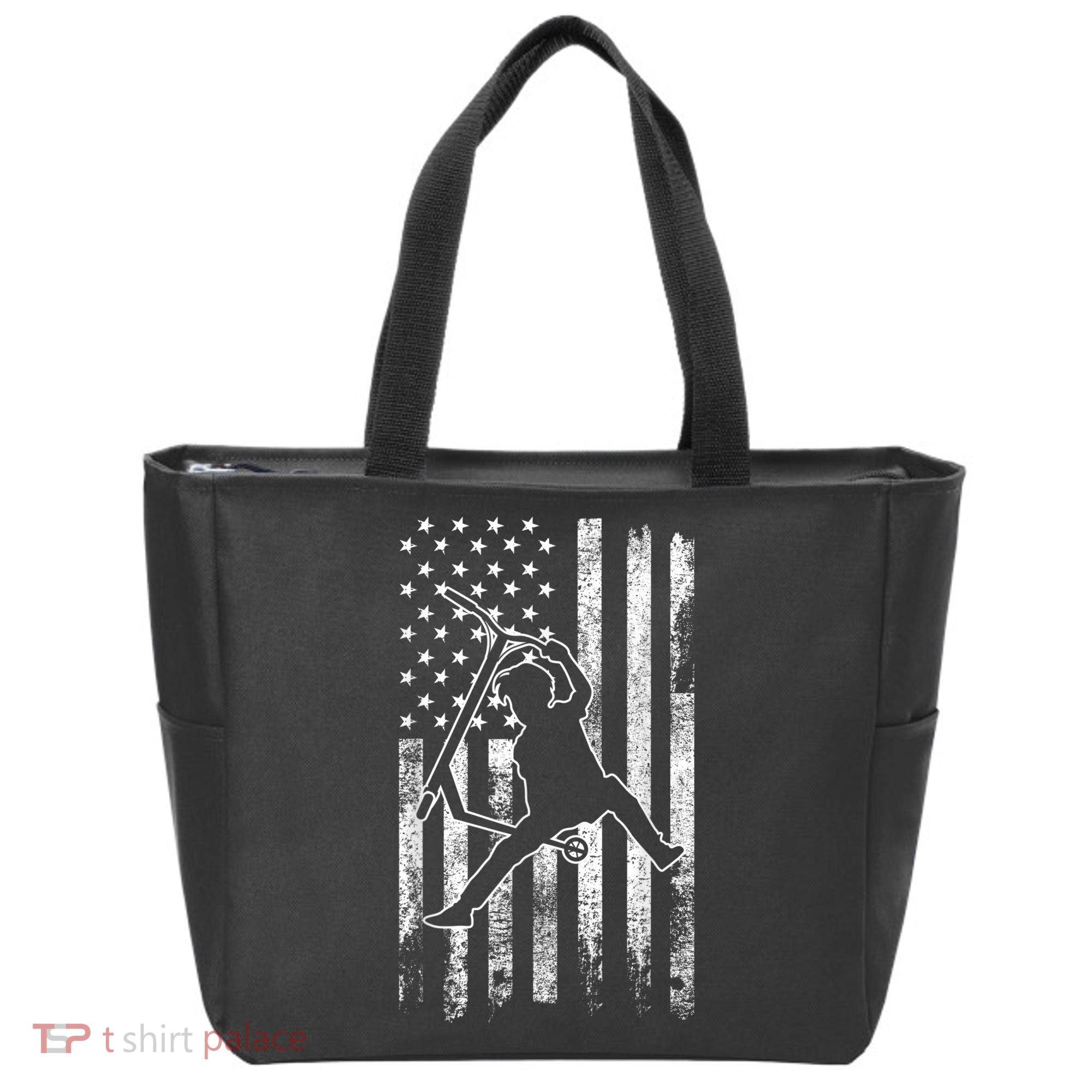 Scooter Stunt US Flag Retro Scooter Boys Tote Bag