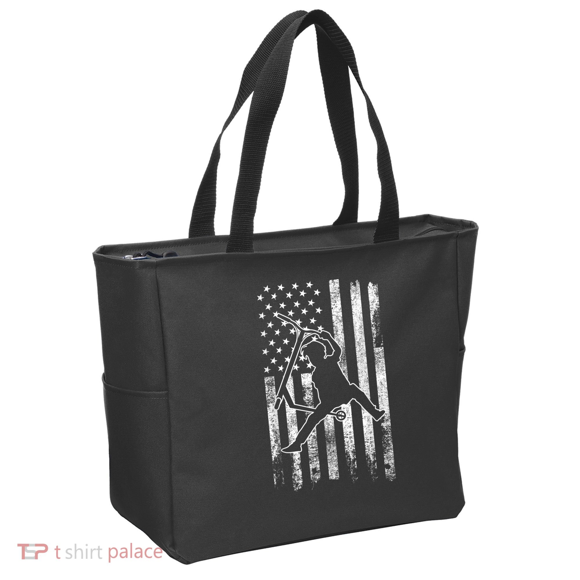 Scooter Stunt US Flag Retro Scooter Boys Tote Bag