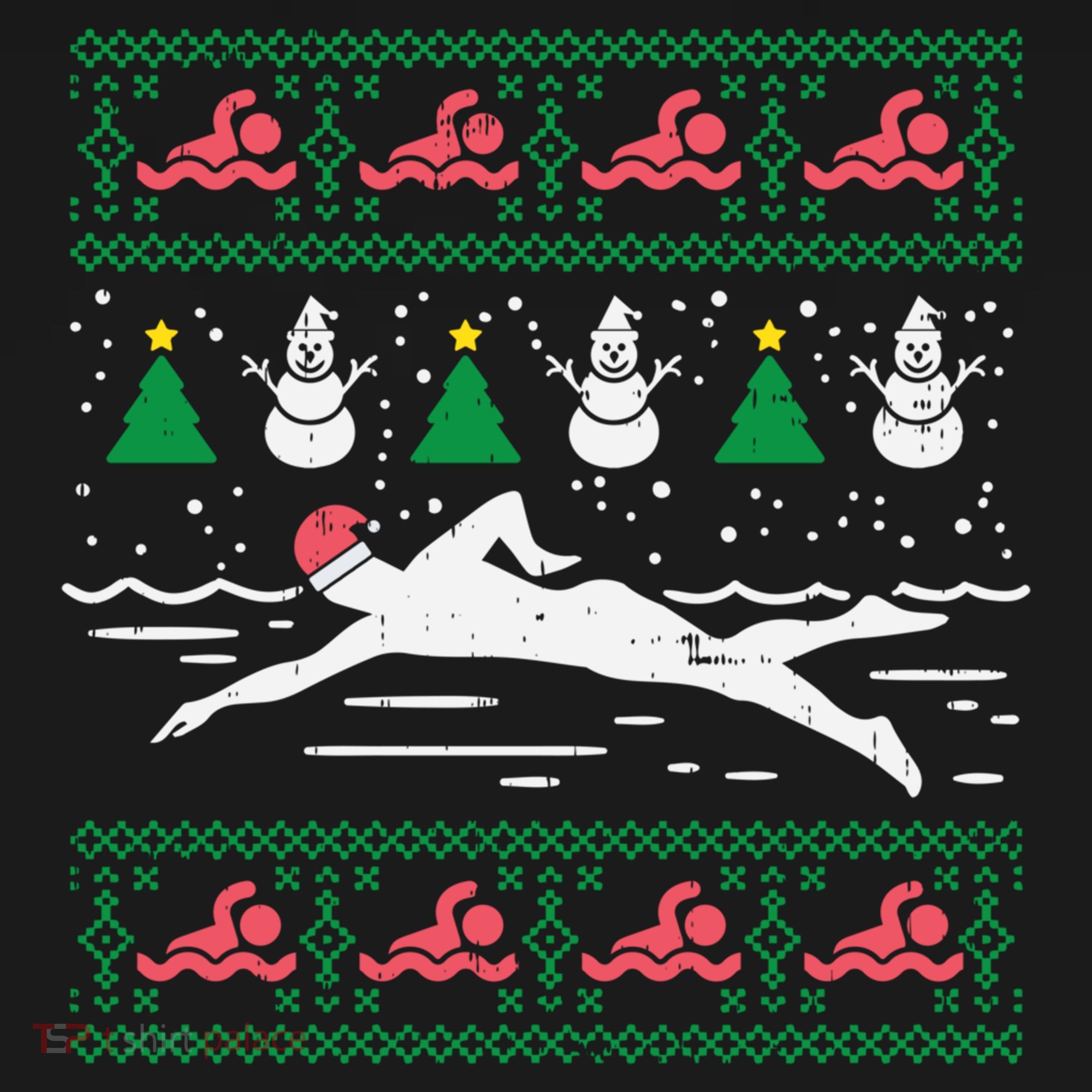 Swimmin Santa Ugly Christmas Sweater Sport Swim Swimmer Gift Ornament