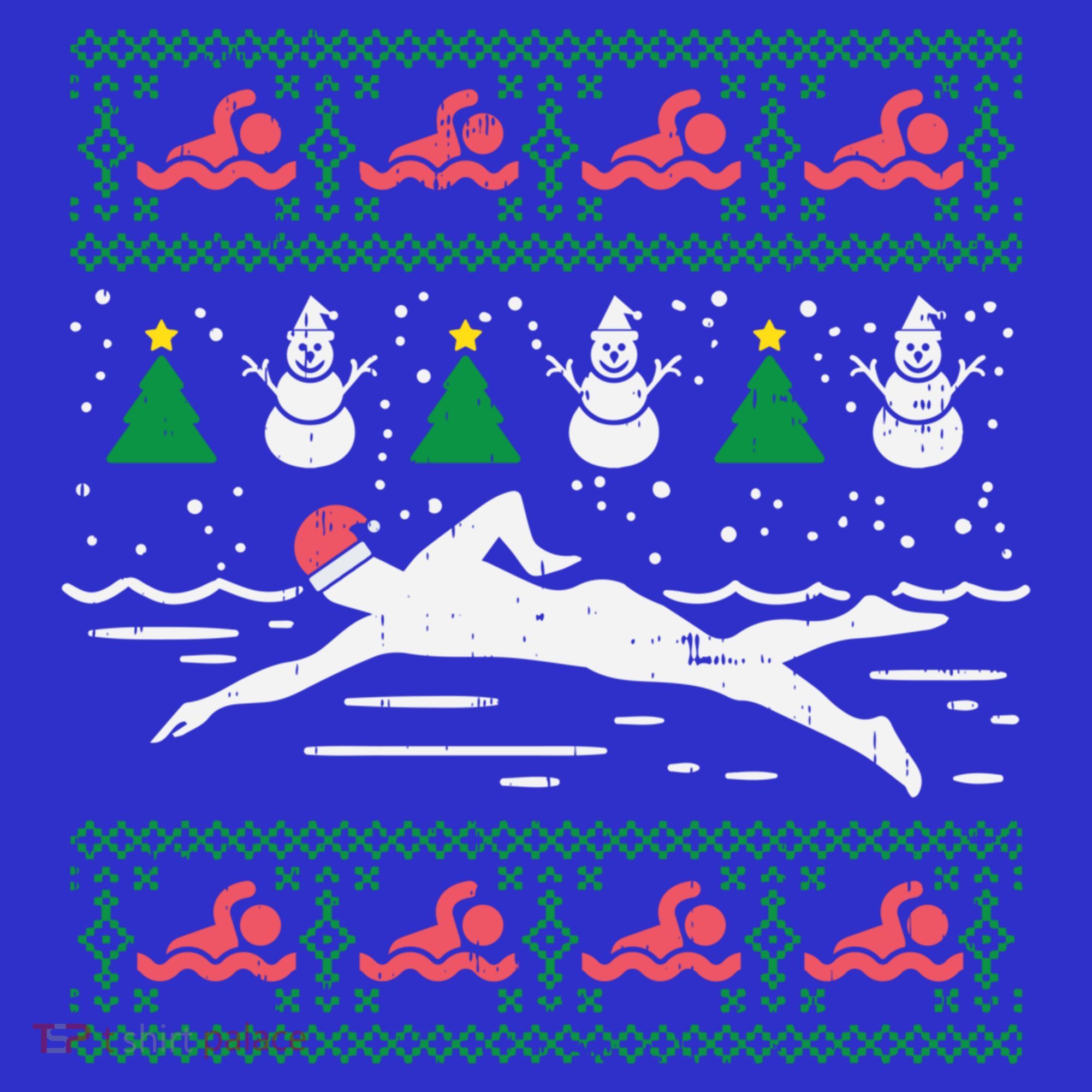Swimmin Santa Ugly Christmas Sweater Sport Swim Swimmer Gift Women's Tank Top