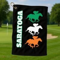 Saratoga Springs Upstate New York Horse Racing Golf Towel thumb 1