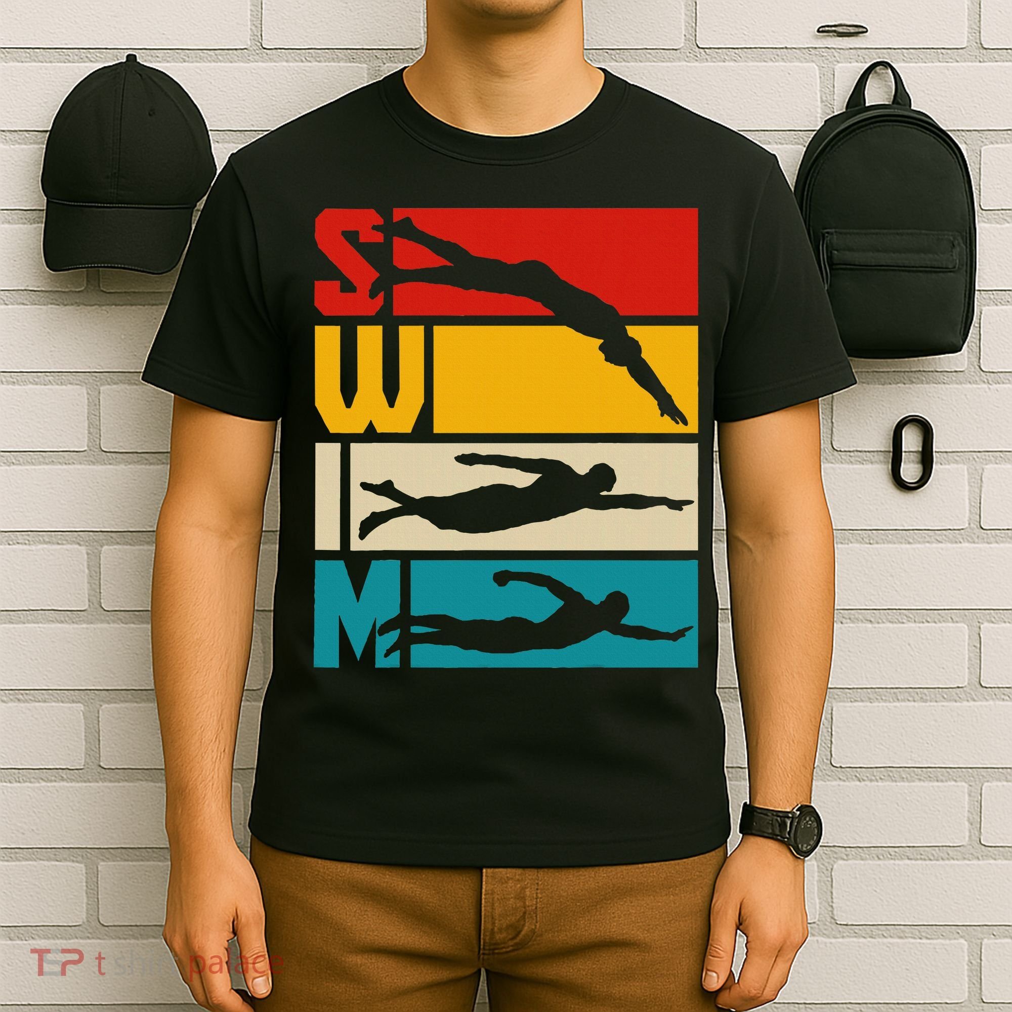 Swim Swimming Vintage Retro Swimmer T-Shirt