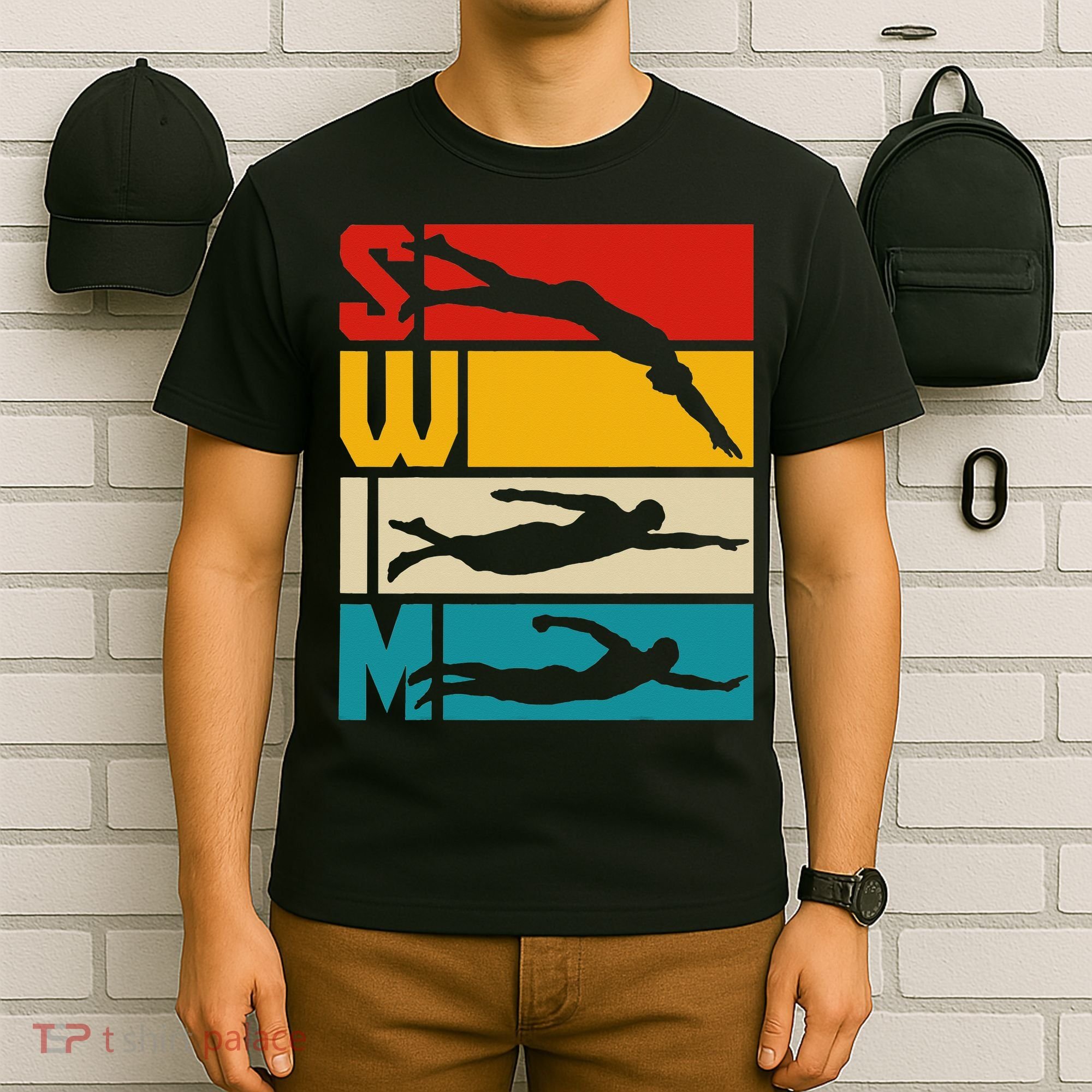 Swim Swimming Vintage Retro Swimmer T-Shirt