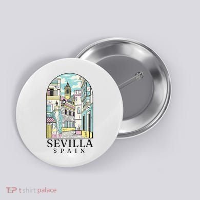 Sevilla Spain Vintage Retro Spanish Souvenir Button