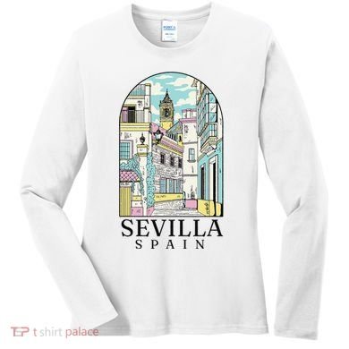 Sevilla Spain Vintage Retro Spanish Souvenir Women's Long Sleeve Shirt