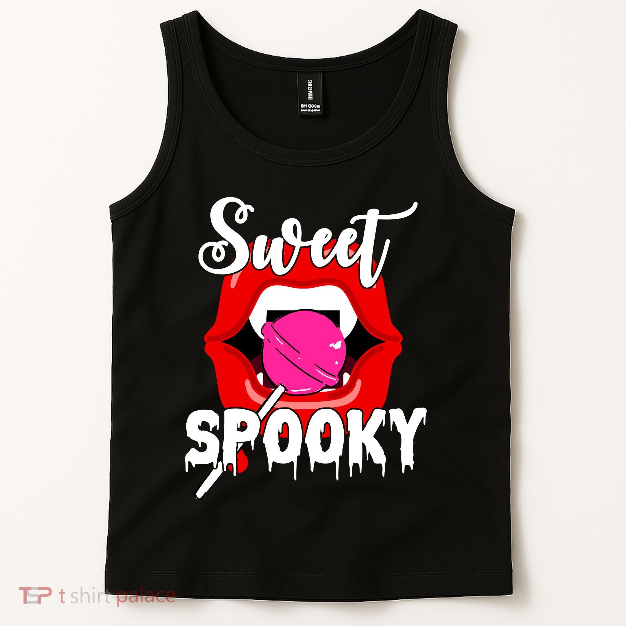 Sweet Spooky Vampire Lips Halloween Tank Top