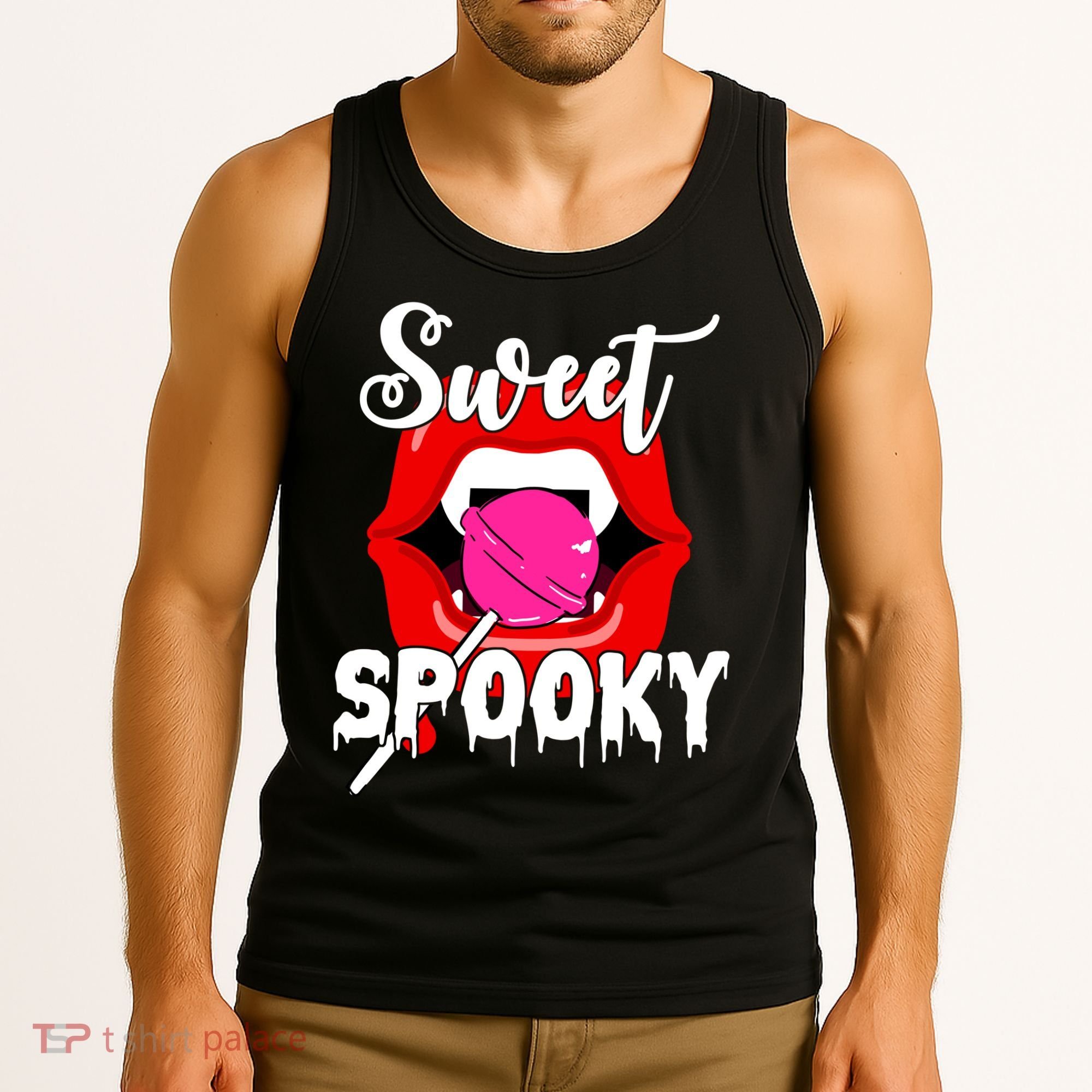 Sweet Spooky Vampire Lips Halloween Tank Top