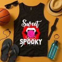 Sweet Spooky Vampire Lips Halloween Tank Top thumb 4