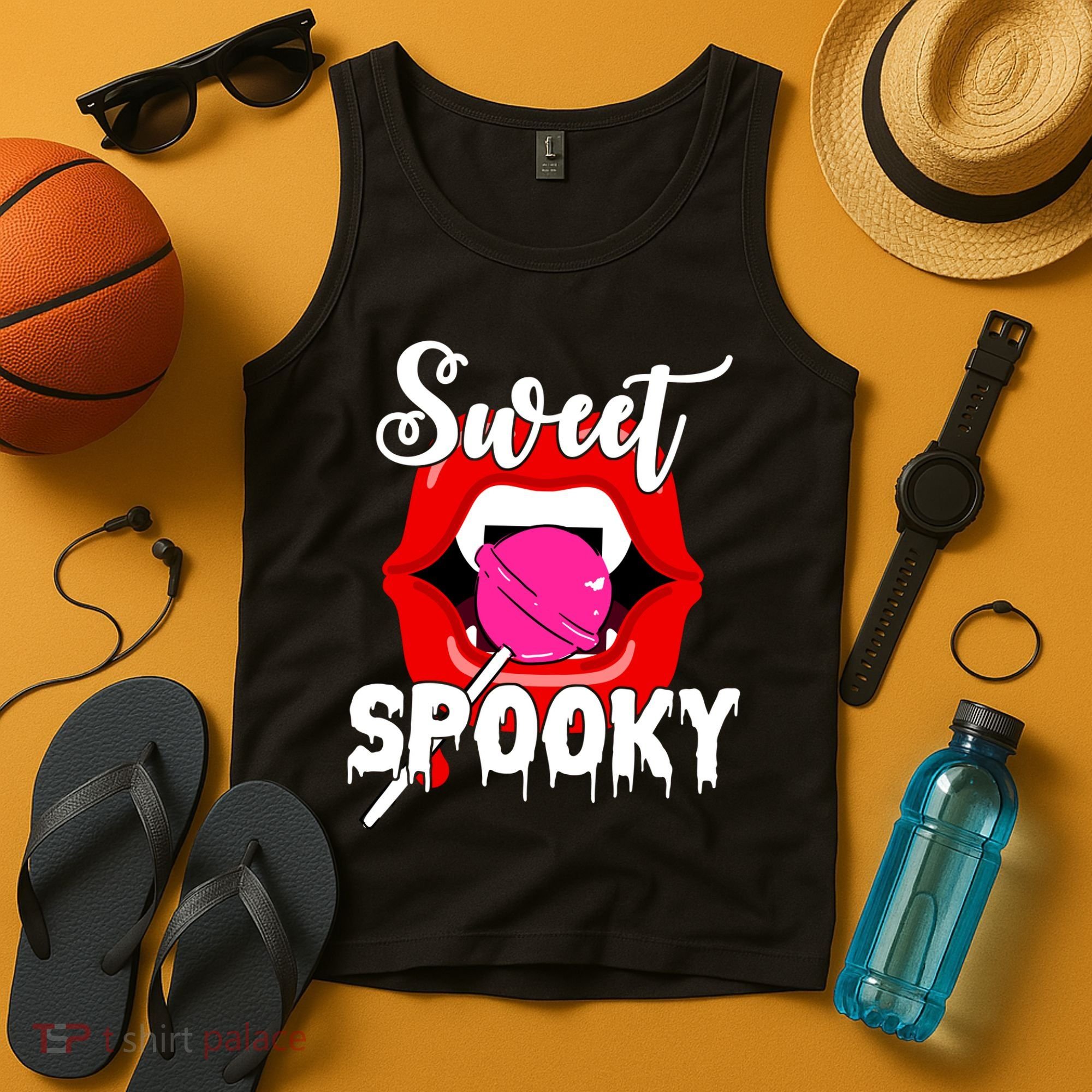Sweet Spooky Vampire Lips Halloween Tank Top