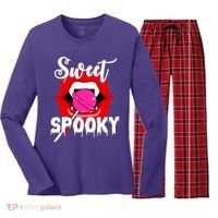 Sweet Spooky Vampire Lips Halloween Women's Long Sleeve Flannel Pajama Set  thumb 0