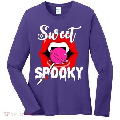 Sweet Spooky Vampire Lips Halloween Women's Long Sleeve Shirt