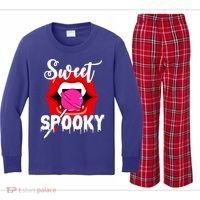 Sweet Spooky Vampire Lips Halloween Kids Long Sleeve Plaid Pajama Set thumb 0