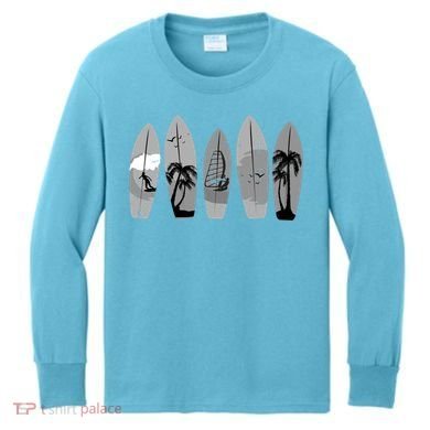 Surfing Surfboard Vintage Classic Retro Surfboarder Surfer Gift Kids Long Sleeve Shirt