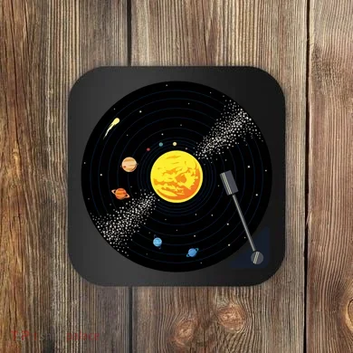 Solar System Vinyl Record Active Coaster