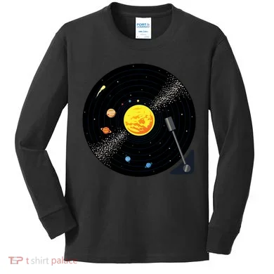 Solar System Vinyl Record Active Kids Long Sleeve Shirt