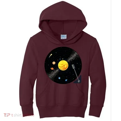 Solar System Vinyl Record Active Kids Hoodie