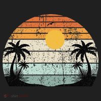 Sunshine Summer Vibes Palm Trees Beach Retro Tropical Summer Women's Sweatshirt thumb 2