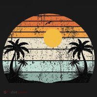 Sunshine Summer Vibes Palm Trees Beach Retro Tropical Summer Apron thumb 3