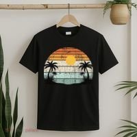 Sunshine Summer Vibes Palm Trees Beach Retro Tropical Summer T-Shirt thumb 2