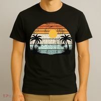 Sunshine Summer Vibes Palm Trees Beach Retro Tropical Summer T-Shirt thumb 3