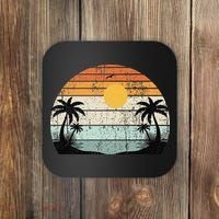 Sunshine Summer Vibes Palm Trees Beach Retro Tropical Summer Coaster thumb 0