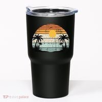 Sunshine Summer Vibes Palm Trees Beach Retro Tropical Summer Tumbler thumb 0