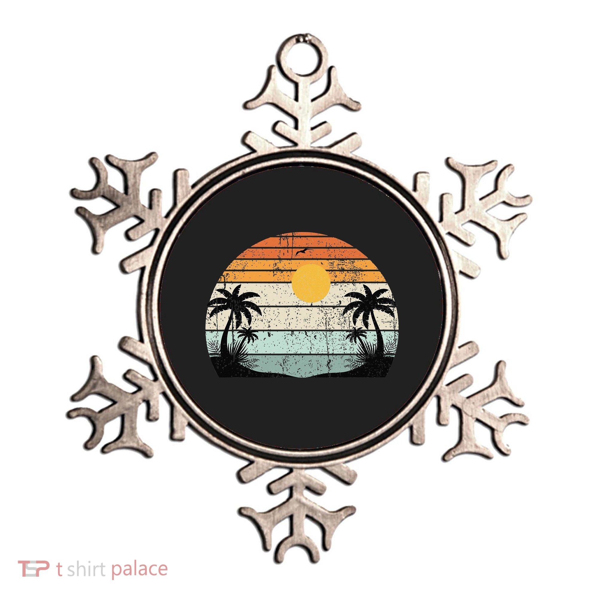 Sunshine Summer Vibes Palm Trees Beach Retro Tropical Summer Ornament