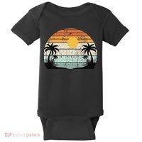 Sunshine Summer Vibes Palm Trees Beach Retro Tropical Summer Baby Bodysuit thumb 0