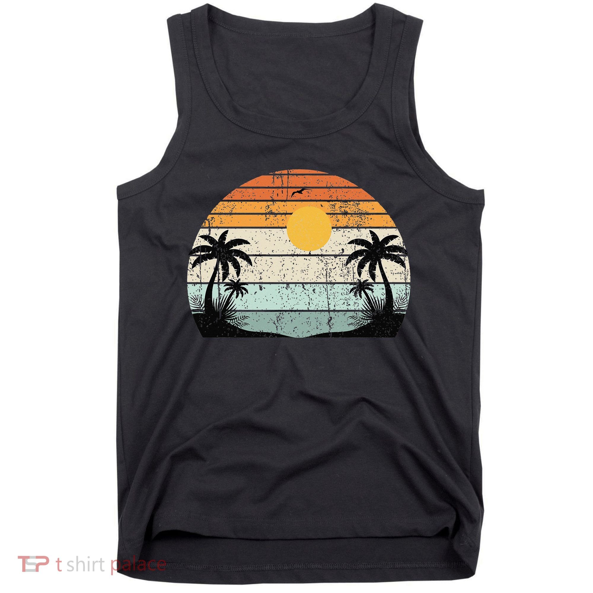 Sunshine Summer Vibes Palm Trees Beach Retro Tropical Summer Tank Top