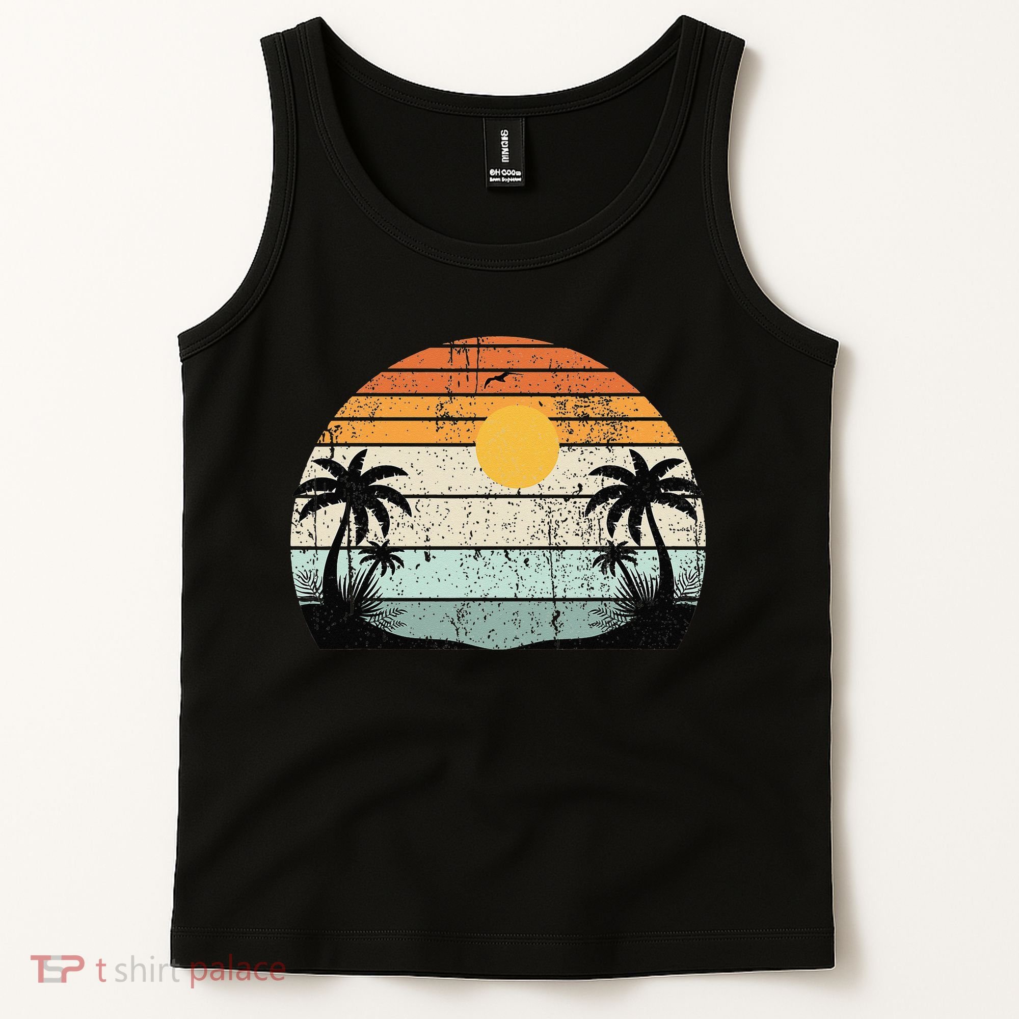 Sunshine Summer Vibes Palm Trees Beach Retro Tropical Summer Tank Top