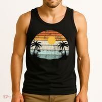Sunshine Summer Vibes Palm Trees Beach Retro Tropical Summer Tank Top thumb 3