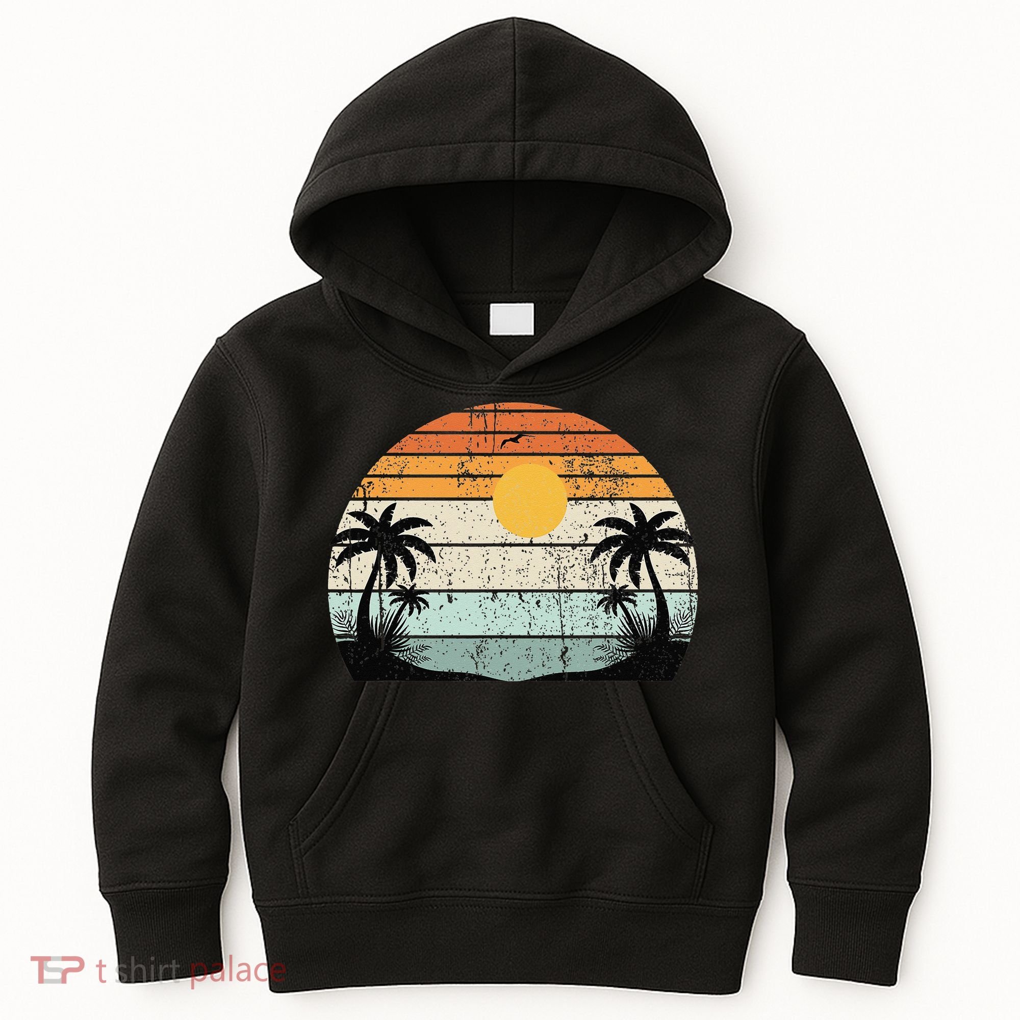 Sunshine Summer Vibes Palm Trees Beach Retro Tropical Summer Kids Hoodie