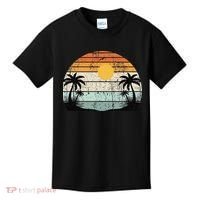Sunshine Summer Vibes Palm Trees Beach Retro Tropical Summer Kids T-Shirt thumb 0
