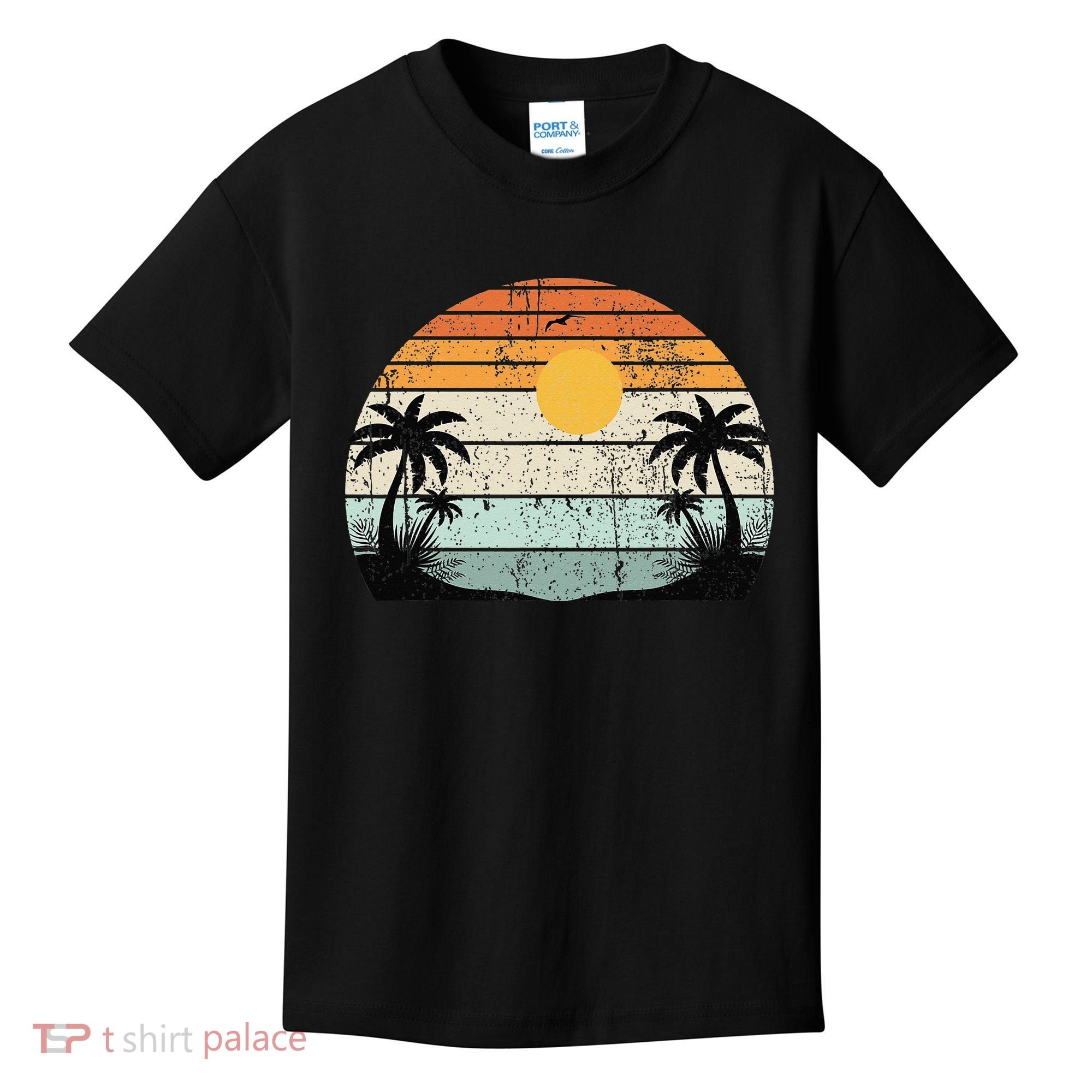 Sunshine Summer Vibes Palm Trees Beach Retro Tropical Summer Kids T-Shirt