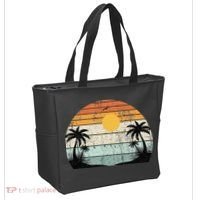 Sunshine Summer Vibes Palm Trees Beach Retro Tropical Summer Tote Bag thumb 2
