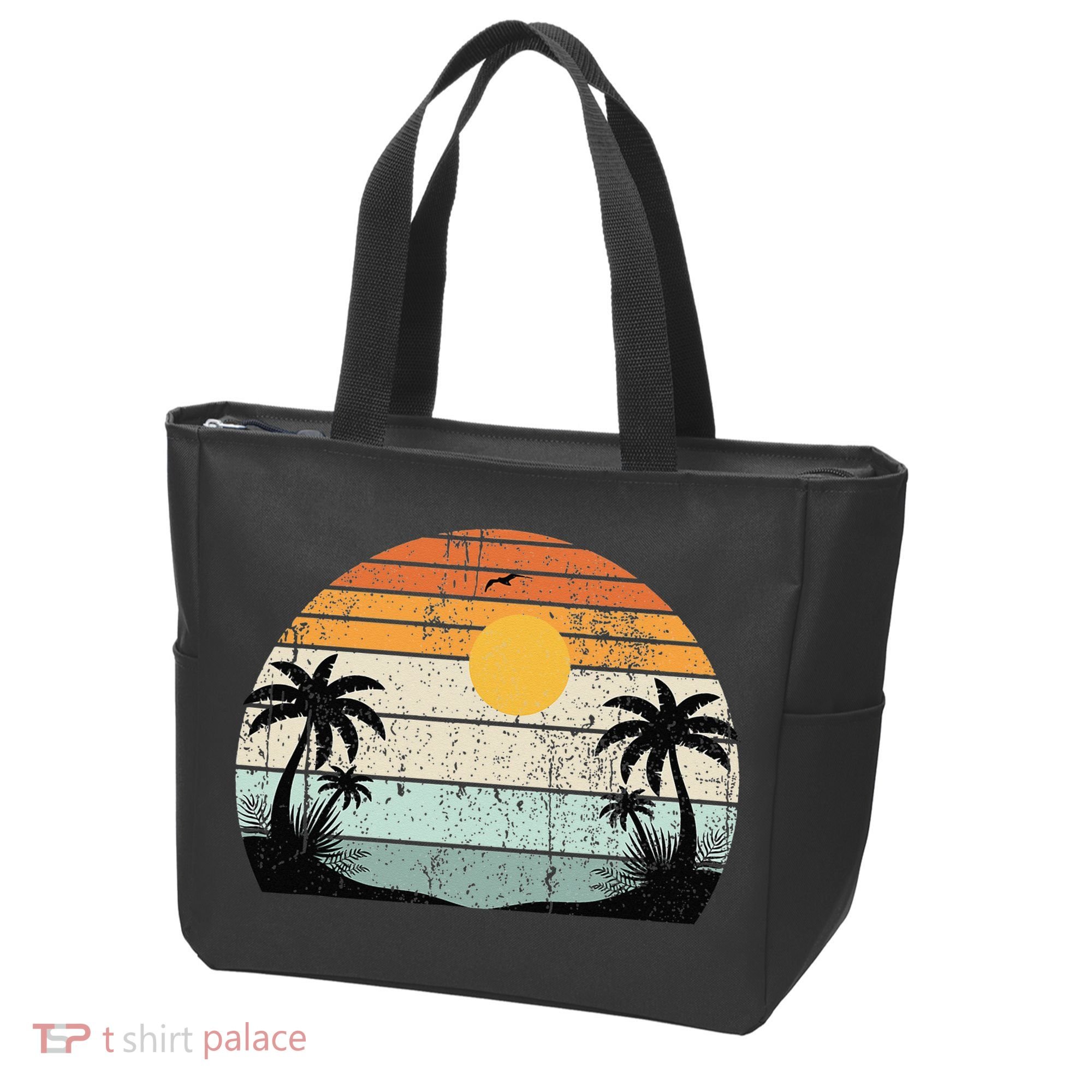 Sunshine Summer Vibes Palm Trees Beach Retro Tropical Summer Tote Bag