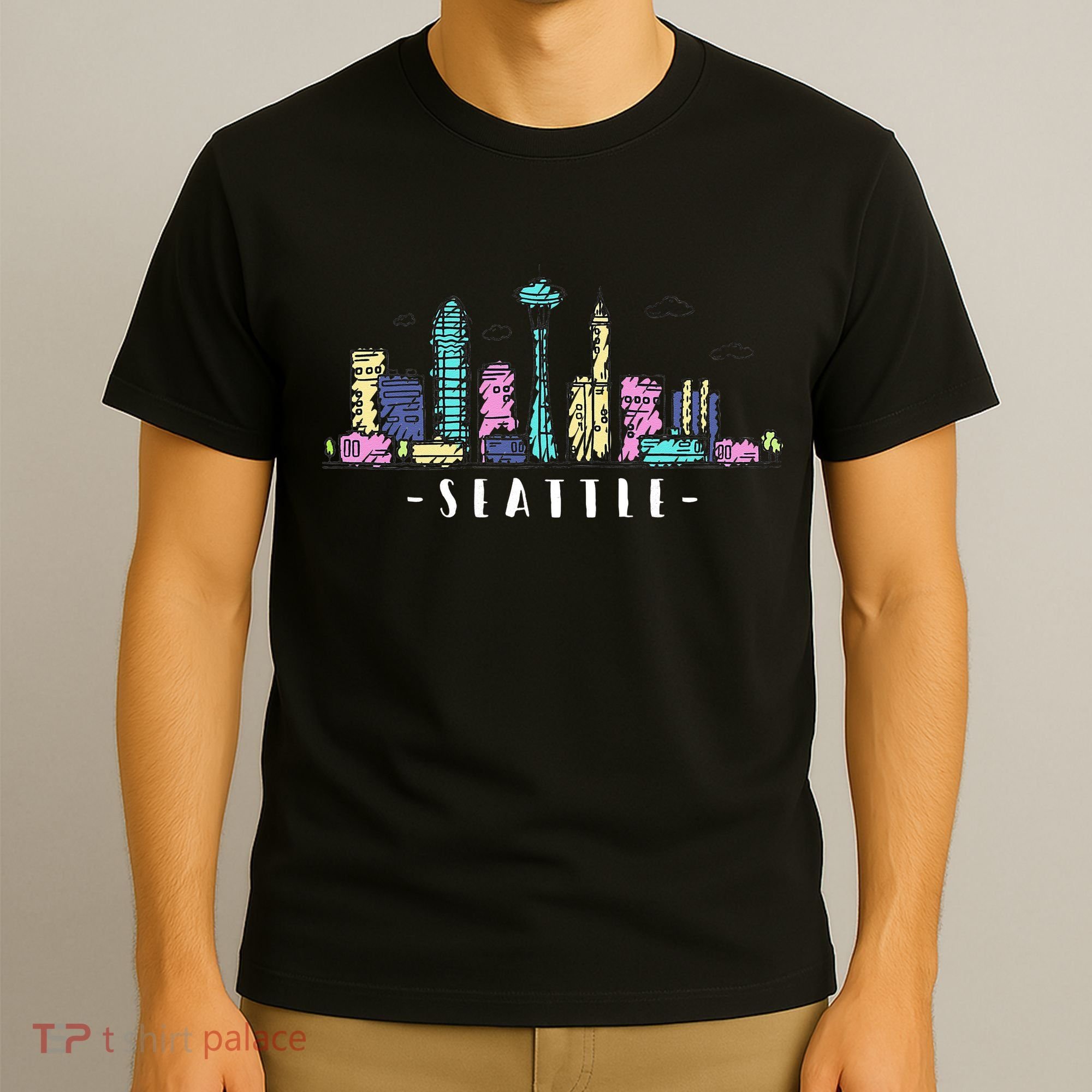 Seattle Skyline Washington PNW Vintage T-Shirt