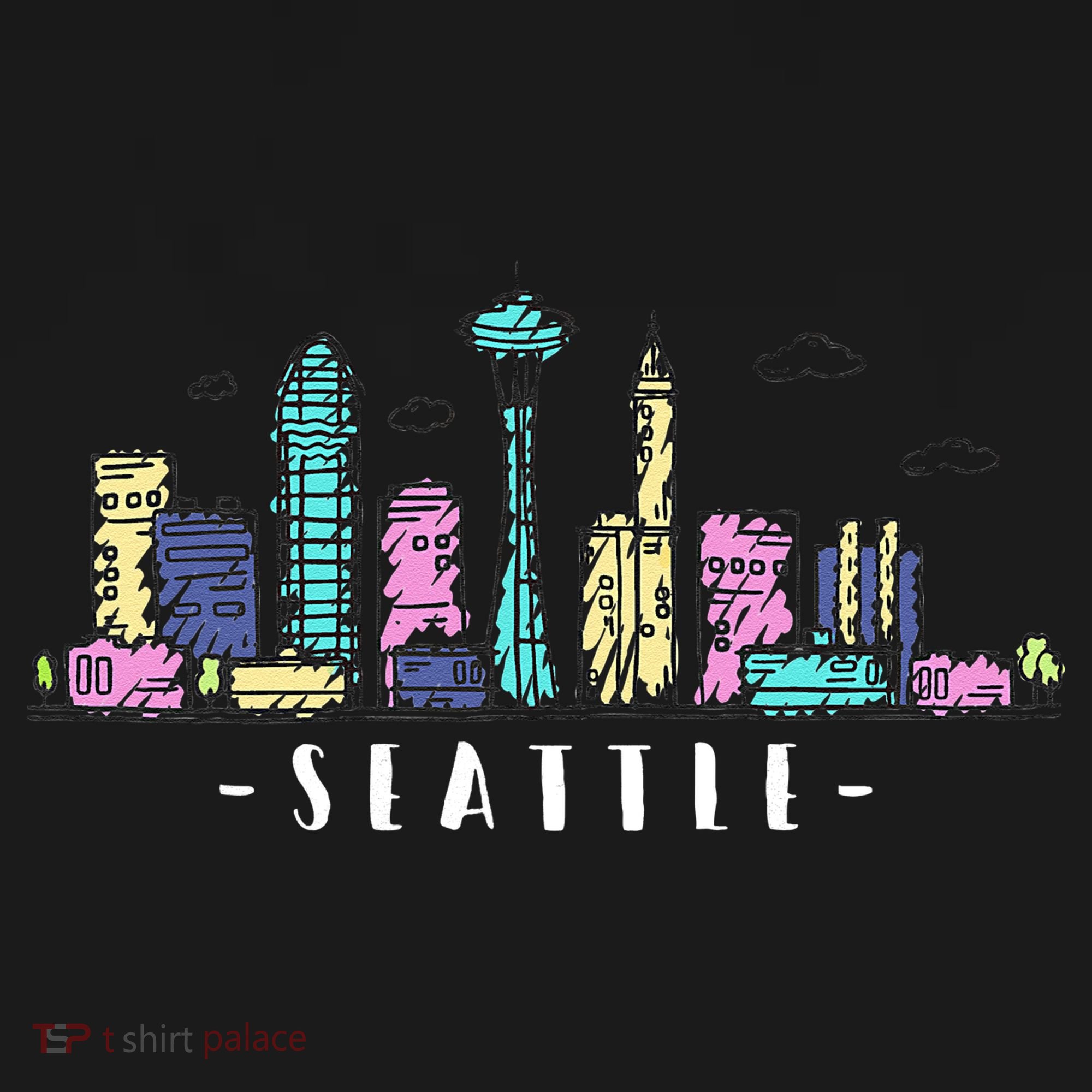 Seattle Skyline Washington PNW Vintage Button