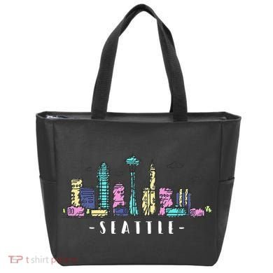 Seattle Skyline Washington PNW Vintage Tote Bag