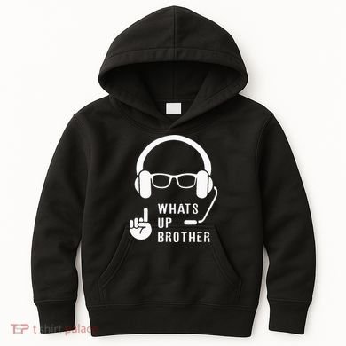 Sketch Streamer Whats Up Brother Kids Hoodie