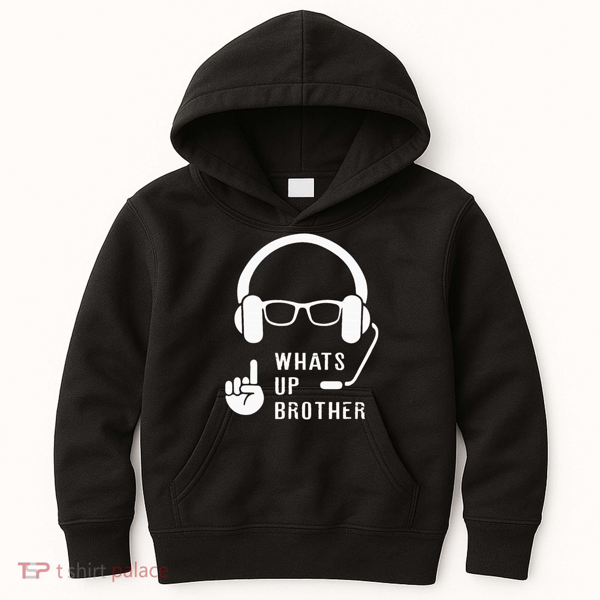 Sketch Streamer Whats Up Brother Kids Hoodie