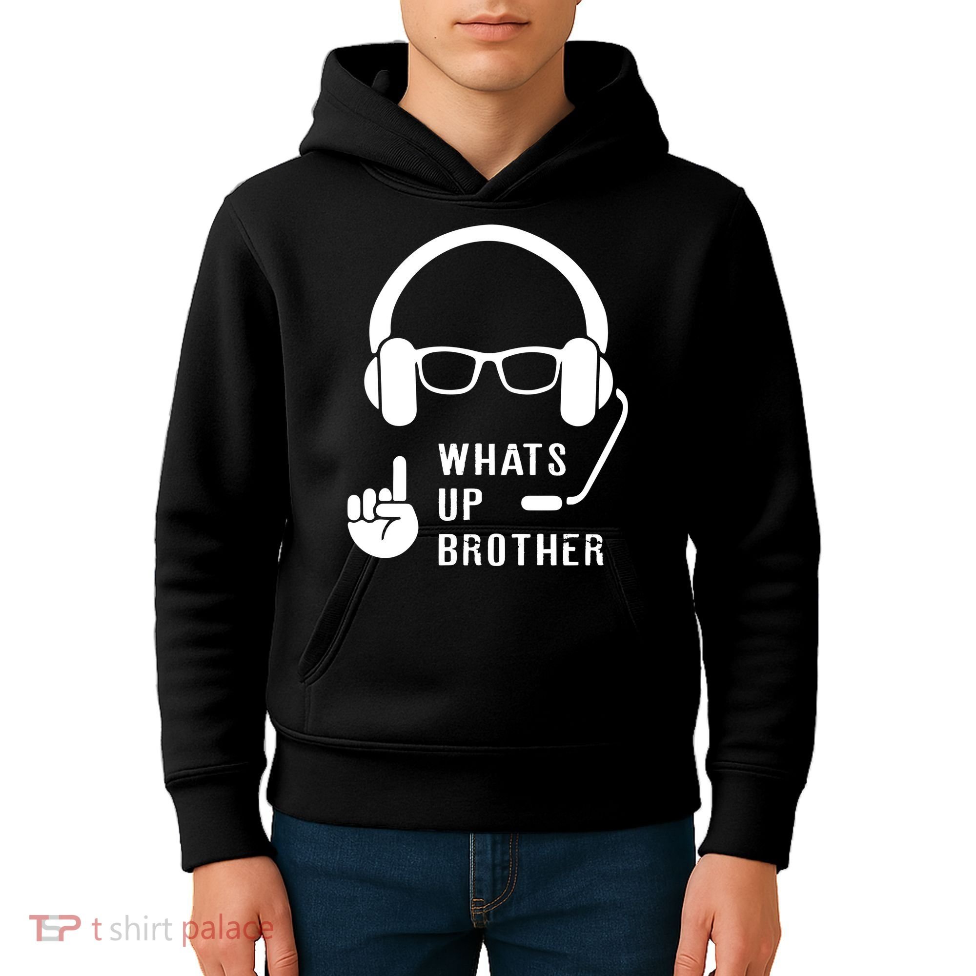 Sketch Streamer Whats Up Brother Kids Hoodie