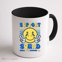 Support Squad World Down Syndrome Day Retro Smiley Emoji Coffee Mug thumb 1