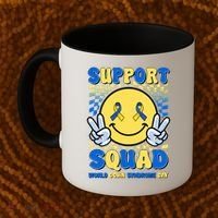 Support Squad World Down Syndrome Day Retro Smiley Emoji Coffee Mug thumb 2